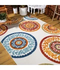Circus Medallion High-Low Red/Blue 8 ft. x 10 ft. Indoor/Outdoor Area Rug