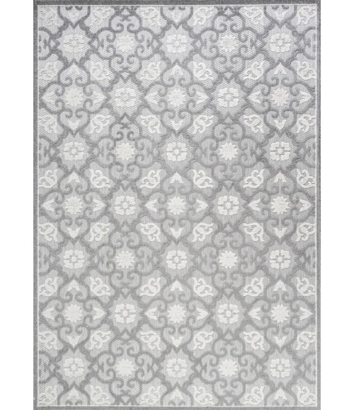 Gallia Tile Trellis High-Low Light Gray/Ivory 5 ft. x 8 ft. Indoor/Outdoor Area Rug