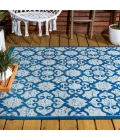 Gallia Tile Trellis High-Low Light Gray/Blue 8 ft. x 10 ft. Indoor/Outdoor Area Rug