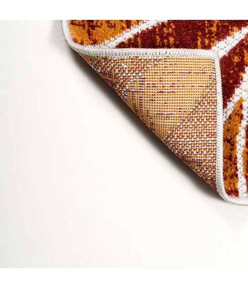 Crisantemo Floral High-Low Orange/Blue/Cream 2 ft. x 8 ft. Indoor/Outdoor Runner Rug