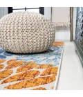 Crisantemo Floral High-Low Orange/Blue/Cream 2 ft. x 8 ft. Indoor/Outdoor Runner Rug