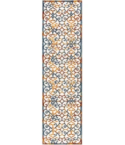 Jonathany Amalfi Coast AMC110A Cream/Blue/Red Area Rug 2 ft. 3 in. X 8 ft. Runner