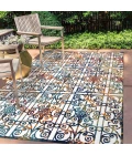 Cetara Ornate Trellis Cream/Blue/Orange 3 ft. x 5 ft. Indoor/Outdoor Area Rug