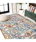 Cetara Ornate Trellis Cream/Blue/Orange 3 ft. x 5 ft. Indoor/Outdoor Area Rug