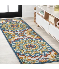 Jonathany Amalfi Coast AMC112A Red/Blue/Yellow Area Rug 2 ft. 3 in. X 8 ft. Runner