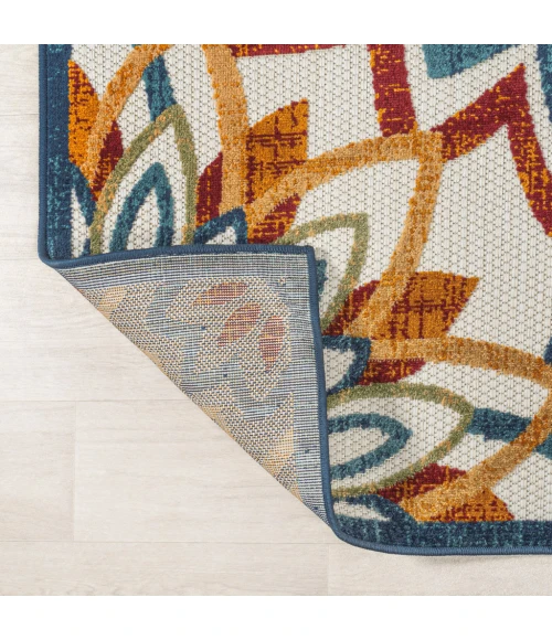 Flora Abstract Bold Mandala High-Low Red/Blue/Yellow 2 ft. x 8 ft. Indoor/Outdoor Runner Rug