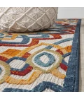 Flora Abstract Bold Mandala High-Low Red/Blue/Yellow 2 ft. x 8 ft. Indoor/Outdoor Runner Rug
