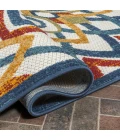 Flora Abstract Bold Mandala High-Low Red/Blue/Yellow 2 ft. x 8 ft. Indoor/Outdoor Runner Rug