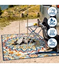 Flora Abstract Bold Mandala High-Low Red/Blue/Yellow 2 ft. x 8 ft. Indoor/Outdoor Runner Rug