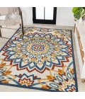 Flora Abstract Bold Mandala High-Low Red/Blue/Yellow 3 ft. x 5 ft. Indoor/Outdoor Area Rug