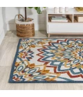Flora Abstract Bold Mandala High-Low Red/Blue/Yellow 3 ft. x 5 ft. Indoor/Outdoor Area Rug