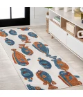 Algarve Modern Fish High-Low Navy/Orange/Cream 2 ft. x 8 ft. Indoor/Outdoor Runner Rug