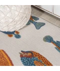 Algarve Modern Fish High-Low Navy/Orange/Cream 2 ft. x 8 ft. Indoor/Outdoor Runner Rug