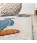 Algarve Modern Fish High-Low Navy/Orange/Cream 2 ft. x 8 ft. Indoor/Outdoor Runner Rug