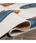 Algarve Modern Fish High-Low Navy/Orange/Cream 2 ft. x 8 ft. Indoor/Outdoor Runner Rug