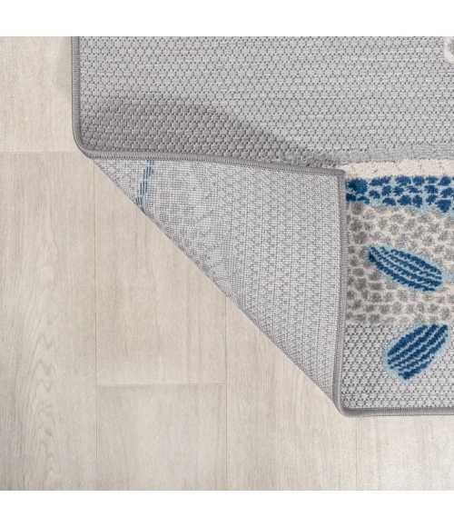 Nerja Coastal Fish High-Low Gray/Navy 2 ft. x 8 ft. Indoor/Outdoor Runner Rug