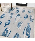 Nerja Coastal Fish High-Low Gray/Navy 8 ft. x 10 ft. Indoor/Outdoor Area Rug