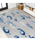Nerja Coastal Fish High-Low Gray/Navy 8 ft. x 10 ft. Indoor/Outdoor Area Rug