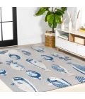 Nerja Coastal Fish High-Low Gray/Navy 8 ft. x 10 ft. Indoor/Outdoor Area Rug