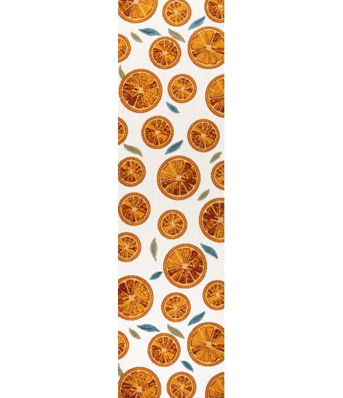 Aranciata Citrus Slice High-Low Orange/Cream 2 ft. x 8 ft. Indoor/Outdoor Runner Rug