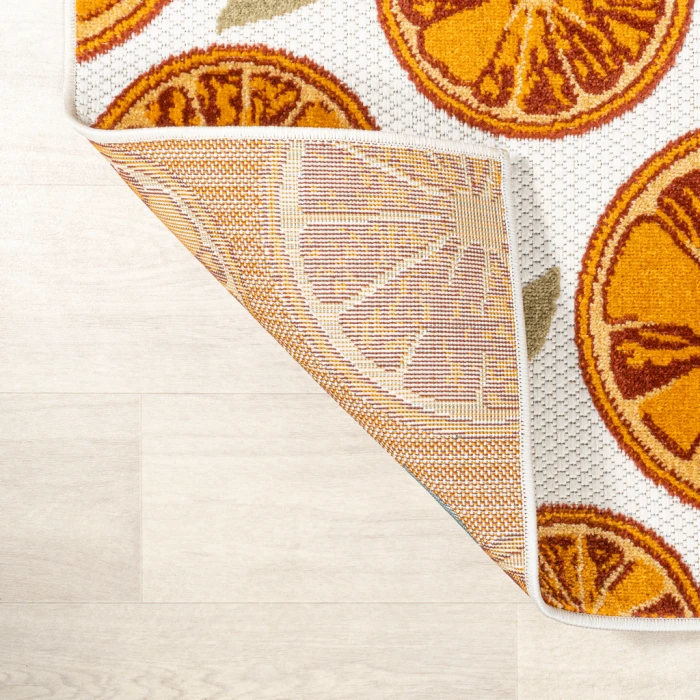 Aranciata Citrus Slice High-Low Orange/Cream 2 ft. x 8 ft. Indoor/Outdoor Runner Rug