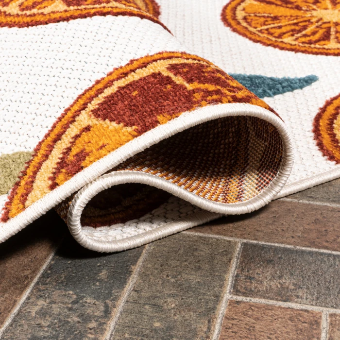 Aranciata Citrus Slice High-Low Orange/Cream 2 ft. x 8 ft. Indoor/Outdoor Runner Rug