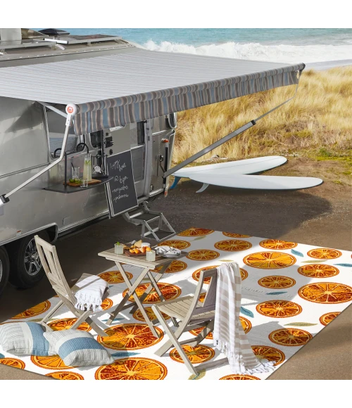 Aranciata Citrus Slice High-Low Orange/Cream 2 ft. x 8 ft. Indoor/Outdoor Runner Rug