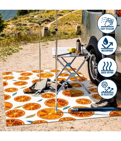 Aranciata Citrus Slice High-Low Orange/Cream 2 ft. x 8 ft. Indoor/Outdoor Runner Rug
