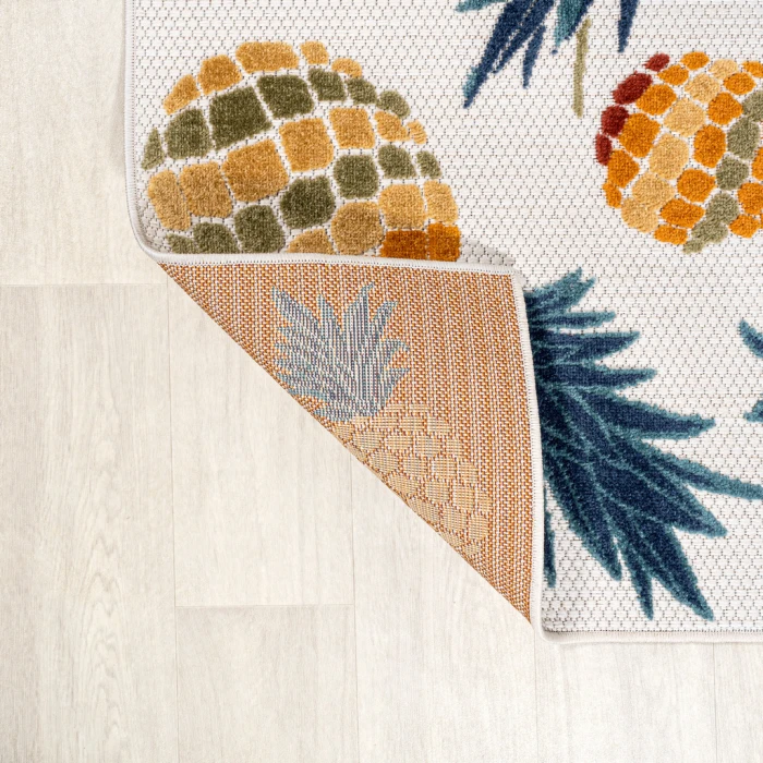 Ananas Bold Pineapple High-Low Orange/Navy 2 ft. x 8 ft. Indoor/Outdoor Runner Rug