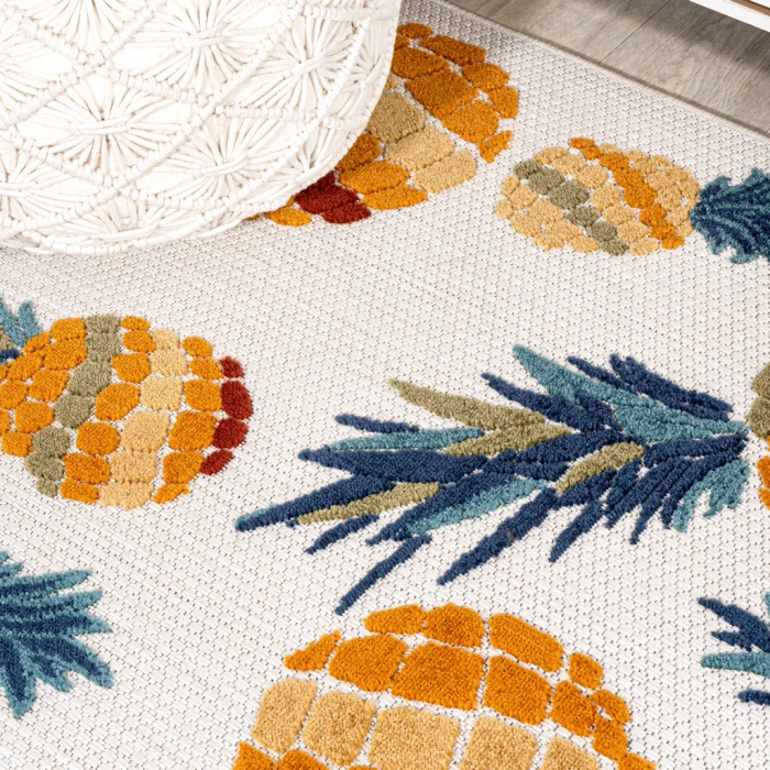 Ananas Bold Pineapple High-Low Orange/Navy 2 ft. x 8 ft. Indoor/Outdoor Runner Rug