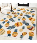 Ananas Bold Pineapple High-Low Orange/Navy 8 ft. x 10 ft. Indoor/Outdoor Area Rug
