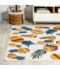 Ananas Bold Pineapple High-Low Orange/Navy 8 ft. x 10 ft. Indoor/Outdoor Area Rug