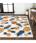 Ananas Bold Pineapple High-Low Orange/Navy 8 ft. x 10 ft. Indoor/Outdoor Area Rug