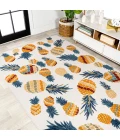 Ananas Bold Pineapple High-Low Orange/Navy 8 ft. x 10 ft. Indoor/Outdoor Area Rug