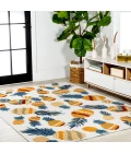 Ananas Bold Pineapple High-Low Orange/Navy 8 ft. x 10 ft. Indoor/Outdoor Area Rug
