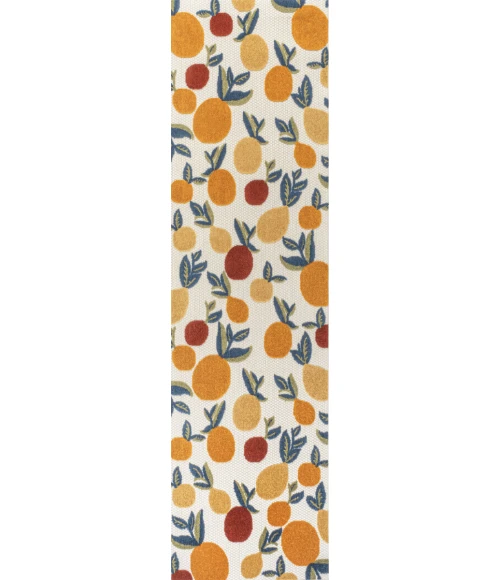 Limone Bold Lemon High-Low Orange/Beige/Cream 2 ft. x 8 ft. Indoor/Outdoor Runner Rug