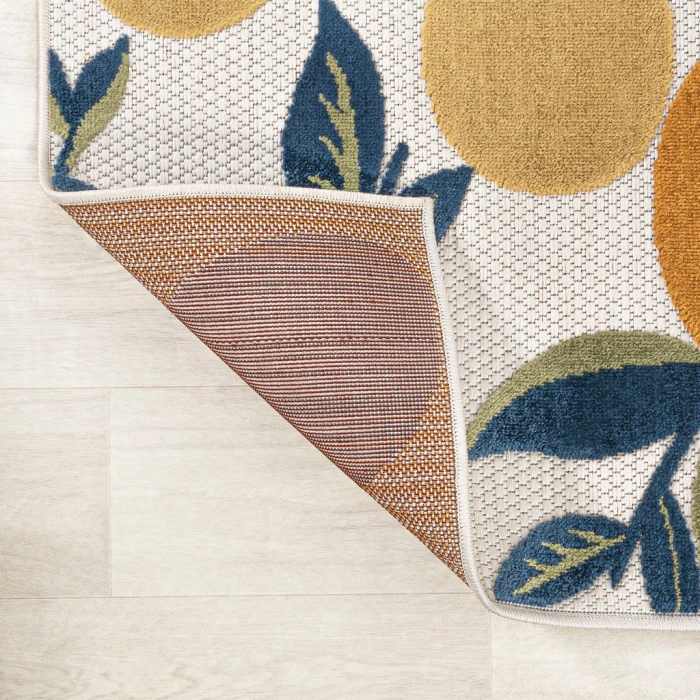 Limone Bold Lemon High-Low Orange/Beige/Cream 2 ft. x 8 ft. Indoor/Outdoor Runner Rug