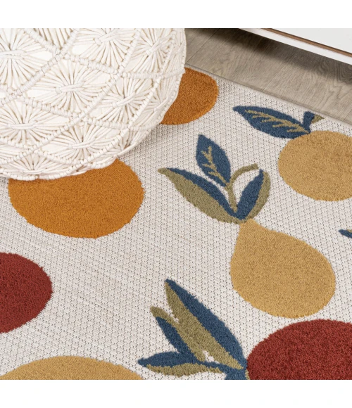 Limone Bold Lemon High-Low Orange/Beige/Cream 2 ft. x 8 ft. Indoor/Outdoor Runner Rug
