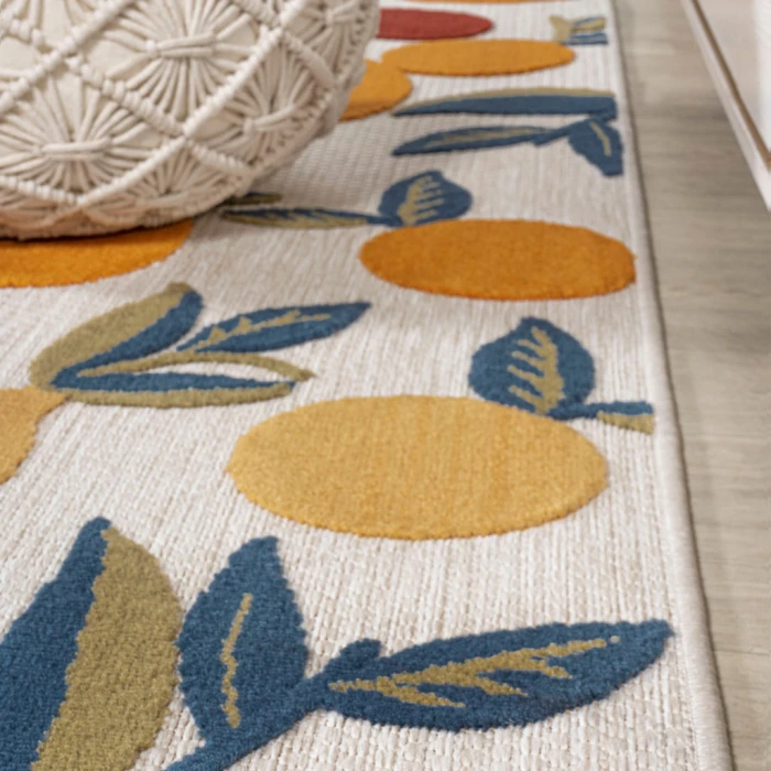 Limone Bold Lemon High-Low Orange/Beige/Cream 2 ft. x 8 ft. Indoor/Outdoor Runner Rug