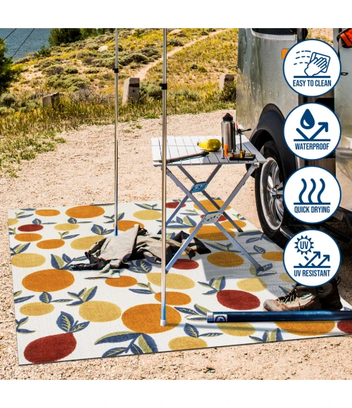 Limone Bold Lemon High-Low Orange/Beige/Cream 2 ft. x 8 ft. Indoor/Outdoor Runner Rug