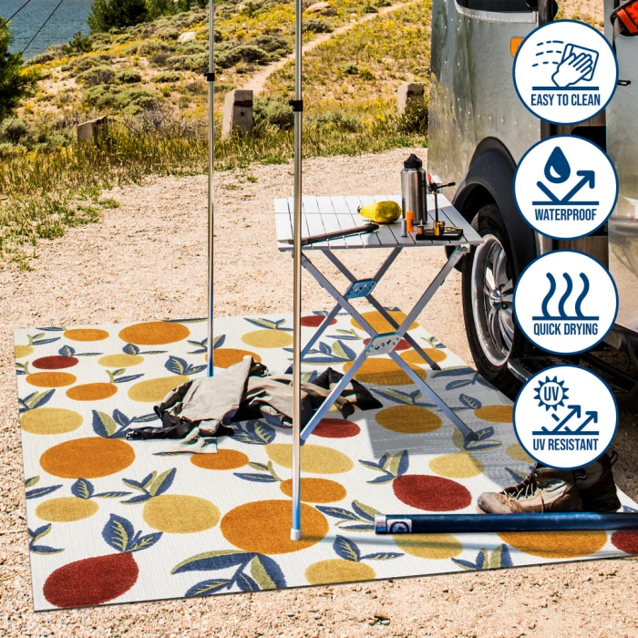 Limone Bold Lemon High-Low Orange/Beige/Cream 2 ft. x 8 ft. Indoor/Outdoor Runner Rug