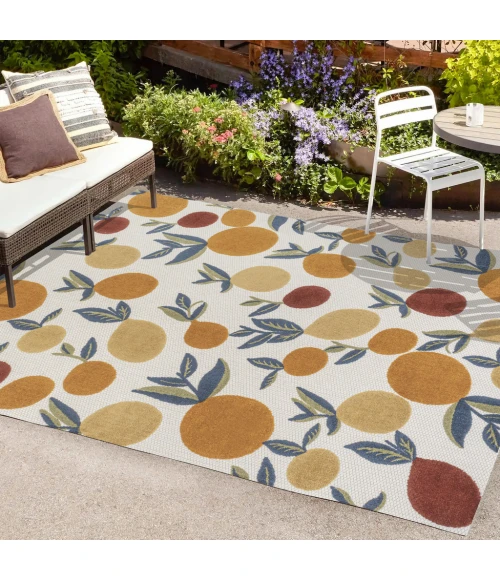 Limone Bold Lemon High-Low Orange/Beige/Cream 5 ft. x 8 ft. Indoor/Outdoor Area Rug