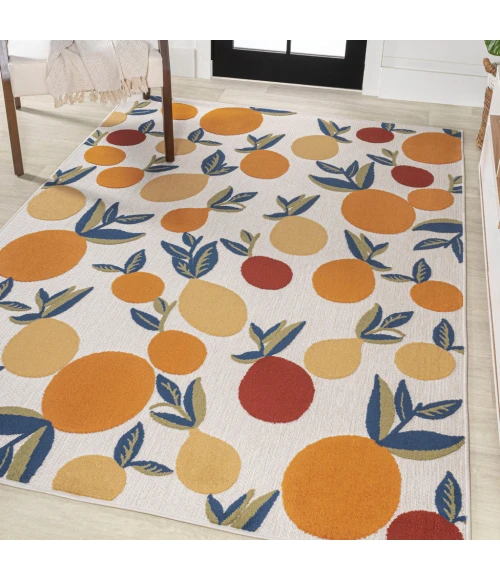 Limone Bold Lemon High-Low Orange/Beige/Cream 5 ft. x 8 ft. Indoor/Outdoor Area Rug