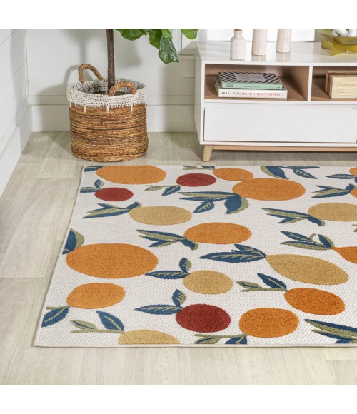 Limone Bold Lemon High-Low Orange/Beige/Cream 5 ft. x 8 ft. Indoor/Outdoor Area Rug