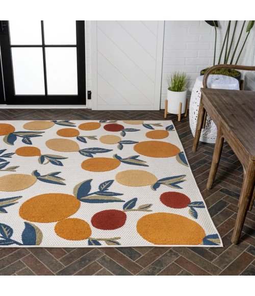 Limone Bold Lemon High-Low Orange/Beige/Cream 5 ft. x 8 ft. Indoor/Outdoor Area Rug