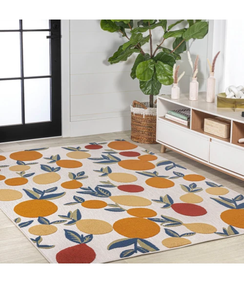 Limone Bold Lemon High-Low Orange/Beige/Cream 5 ft. x 8 ft. Indoor/Outdoor Area Rug