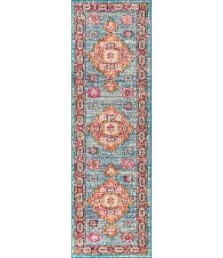 Jonathany Bohemian Flair BMF100A Blue/Red Area Rug 2 ft. 3 in. X 8 ft. Runner