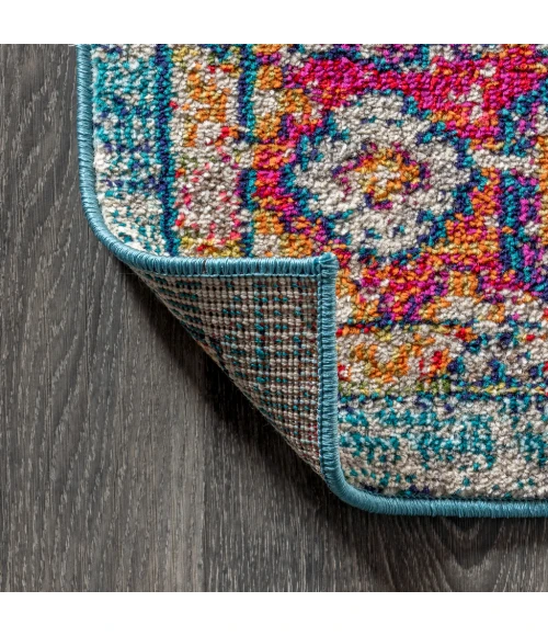 Bohemian FLAIR Boho Vintage Medallion Blue/Red 3 ft. x 5 ft. Area Rug