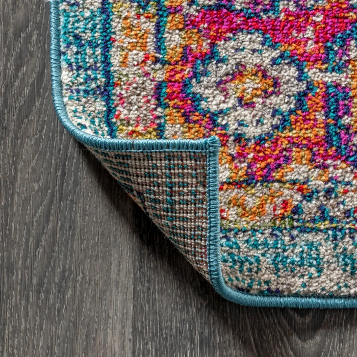 Bohemian FLAIR Boho Vintage Medallion Blue/Red 5 ft. x 8 ft. Area Rug
