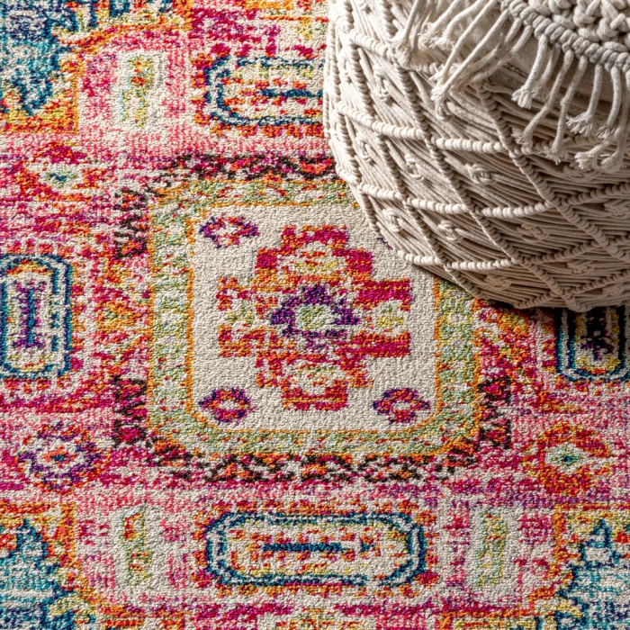 Bohemian FLAIR Boho Vintage Medallion Blue/Red 5 ft. x 8 ft. Area Rug